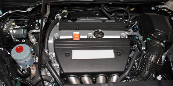 Open engine of a modern car